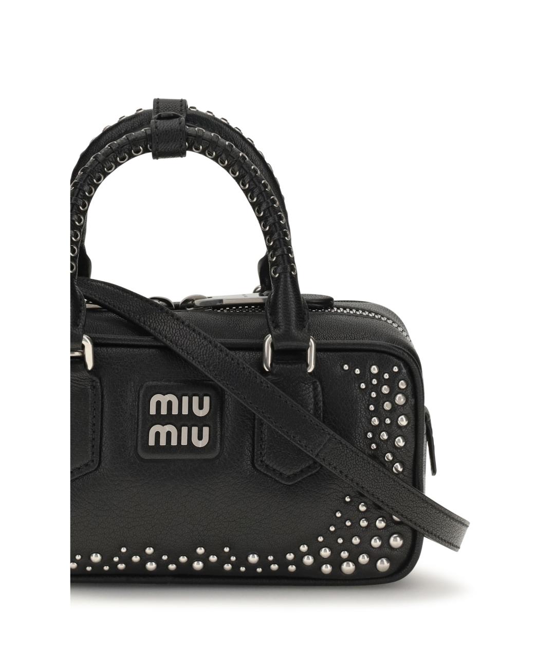 MIU MIU Черная кожаная сумка с короткими ручками, фото 4