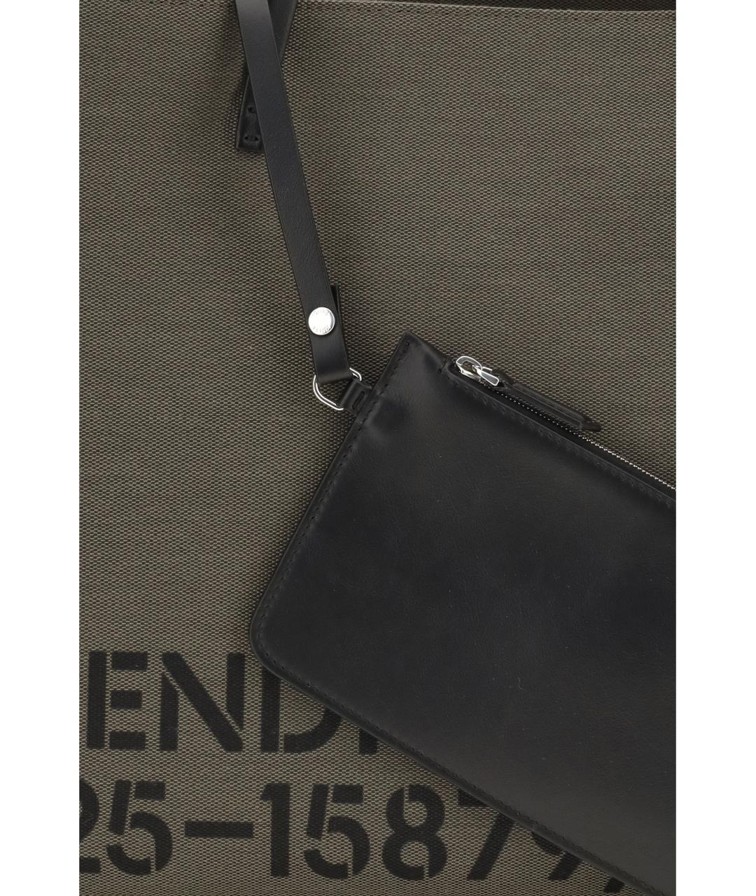 FENDI Зеленая сумка тоут из канвы, фото 4