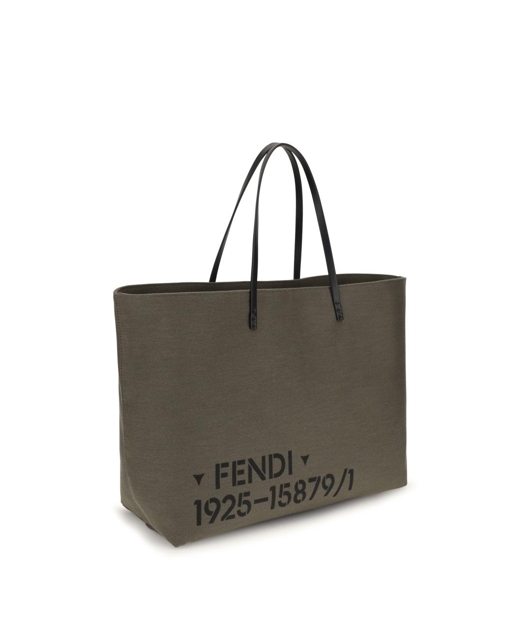 FENDI Зеленая сумка тоут из канвы, фото 2