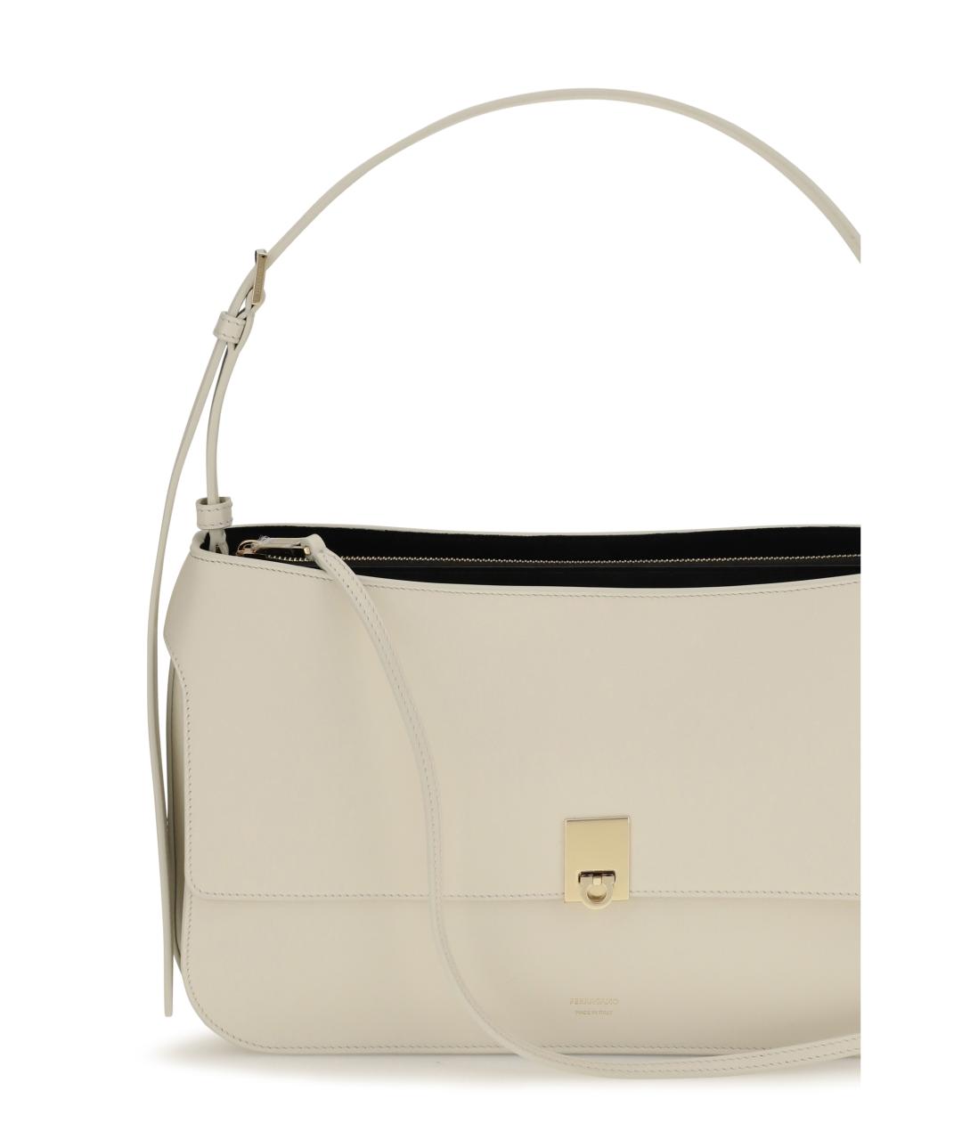 FERRAGAMO Бежевая кожаная сумка через плечо, фото 4