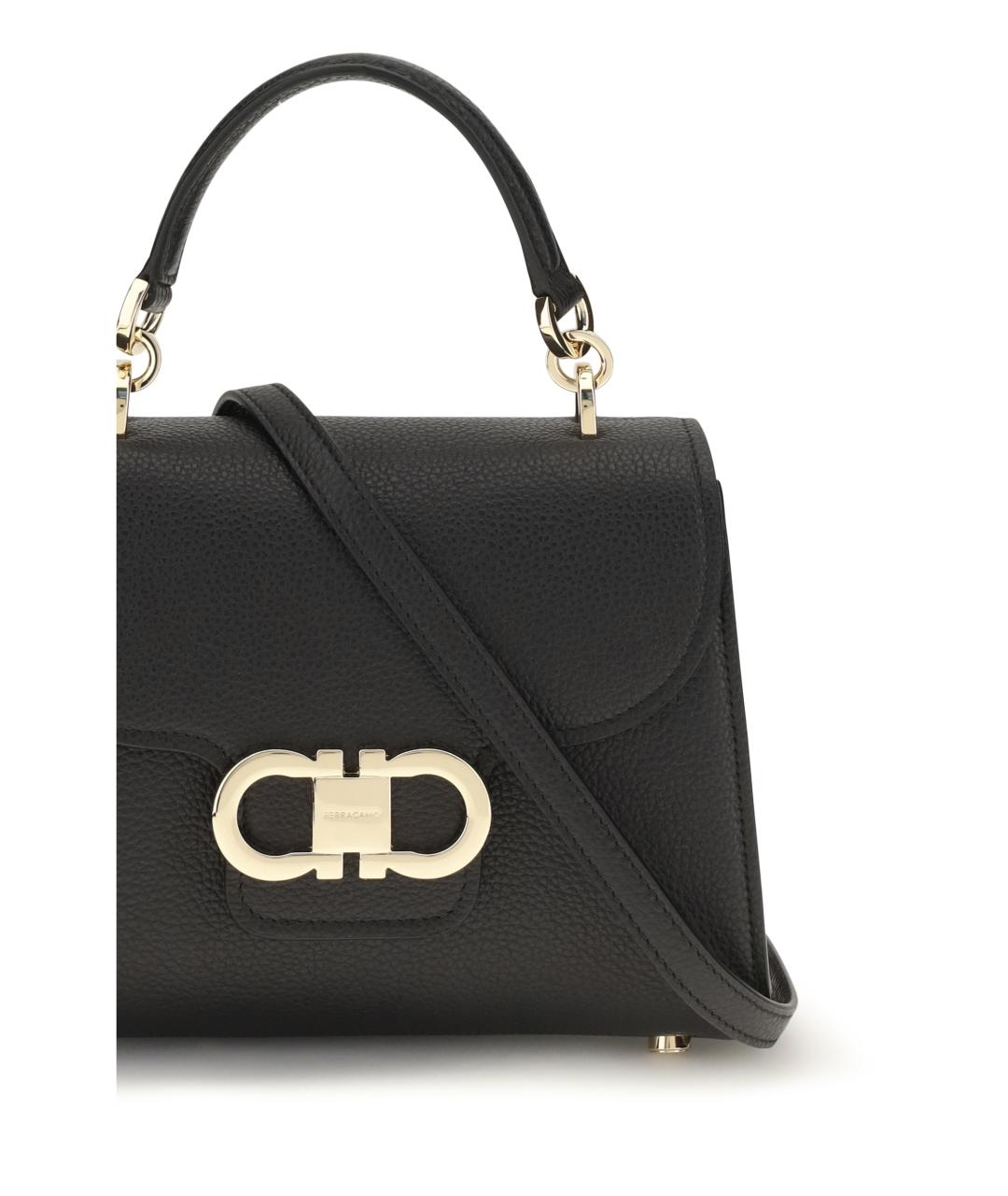 FERRAGAMO Черная кожаная сумка через плечо, фото 4