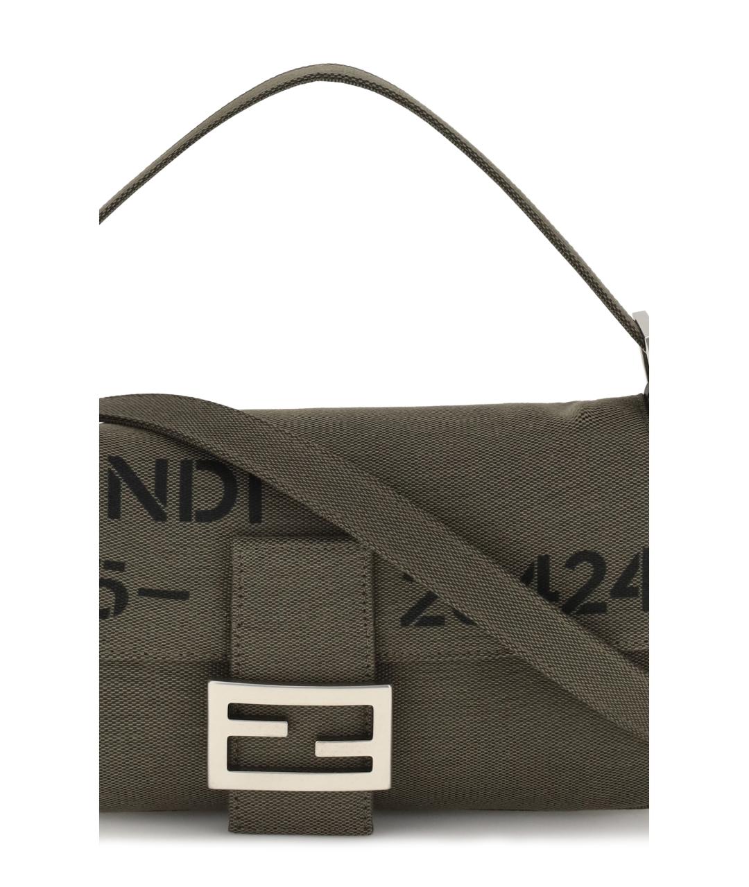FENDI Зеленая сумка через плечо из канвы, фото 4