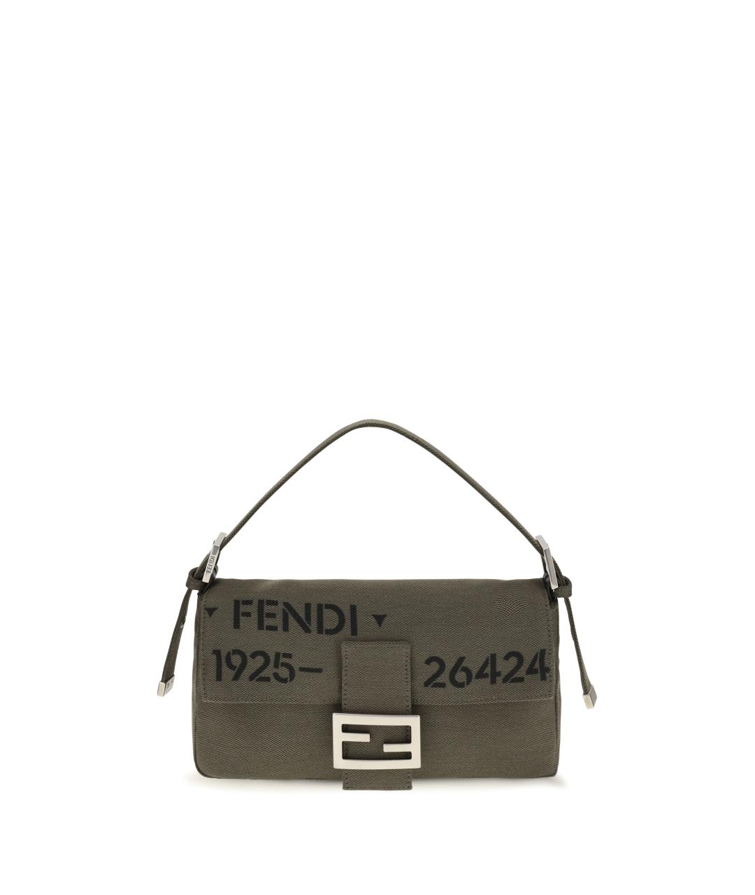 FENDI Зеленая сумка через плечо из канвы, фото 5