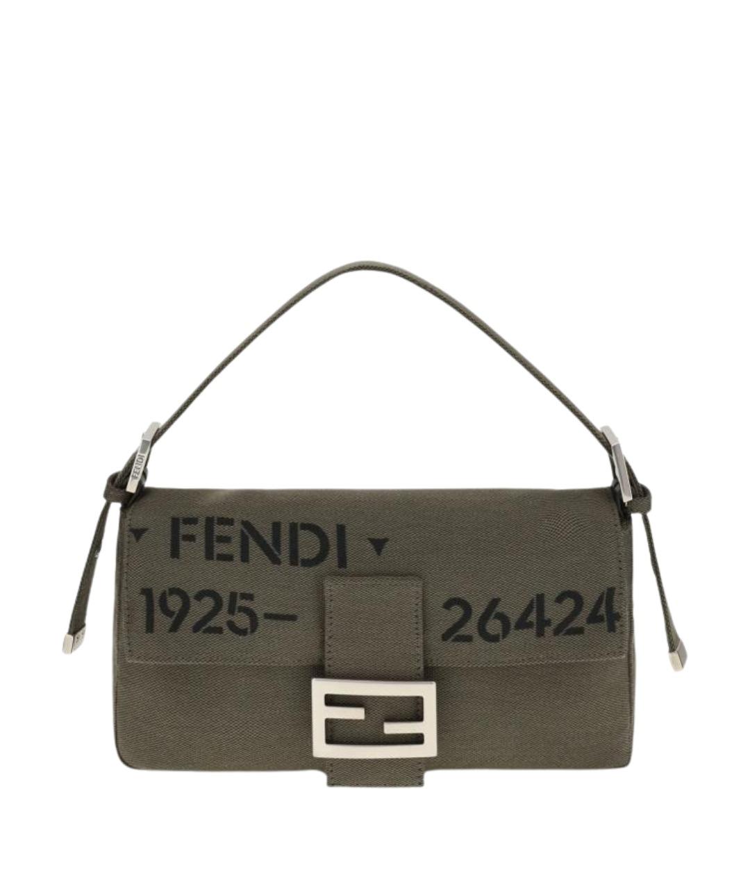 FENDI Зеленая сумка через плечо из канвы, фото 1