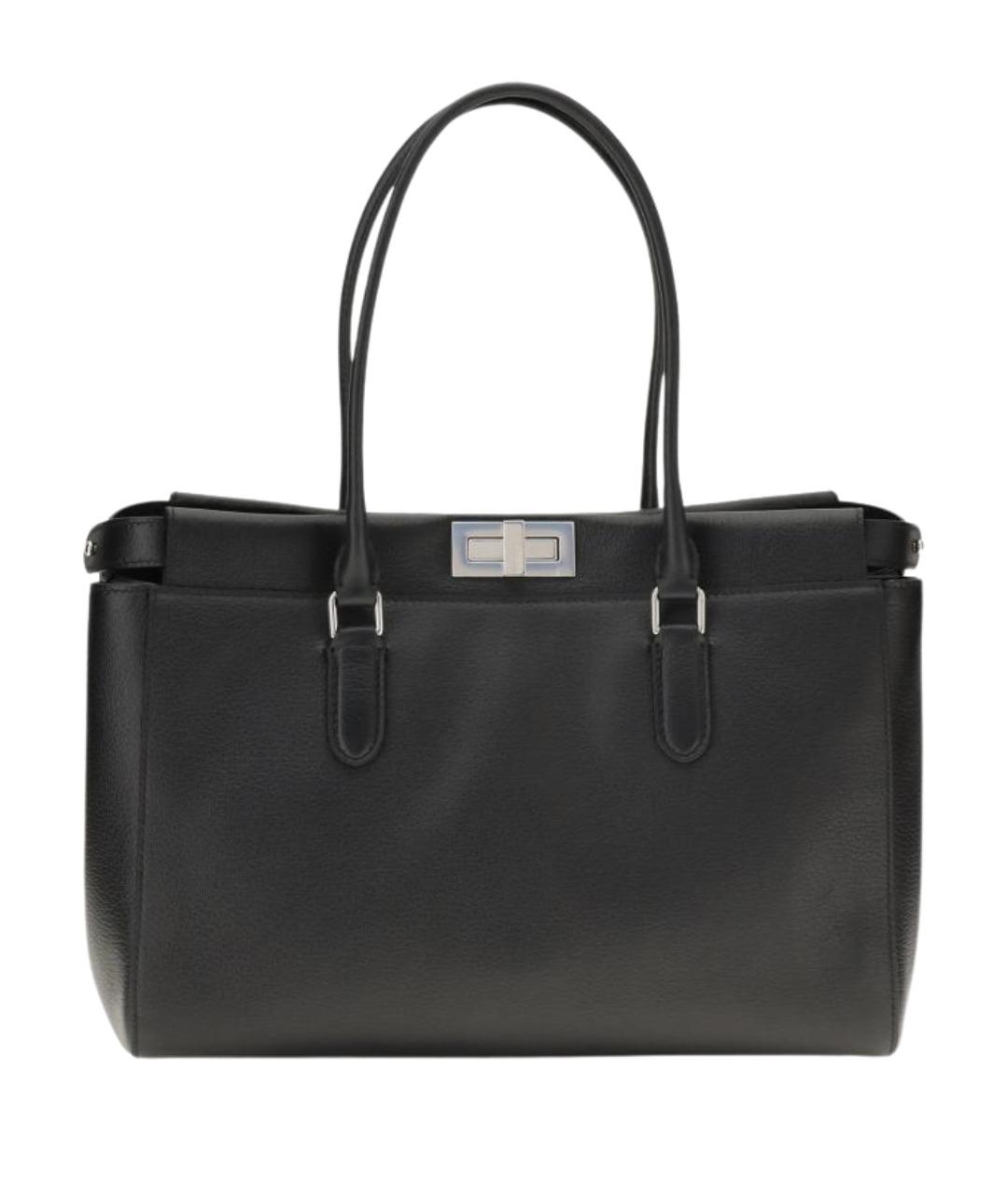 FENDI Черная кожаная сумка тоут, фото 1