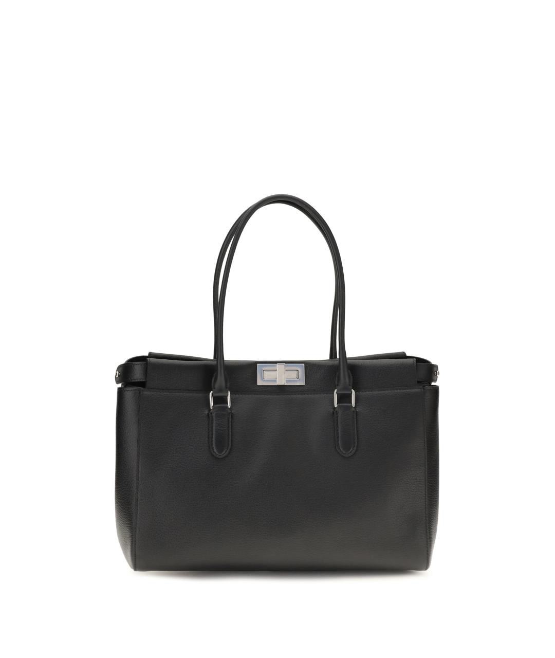 FENDI Черная кожаная сумка тоут, фото 5