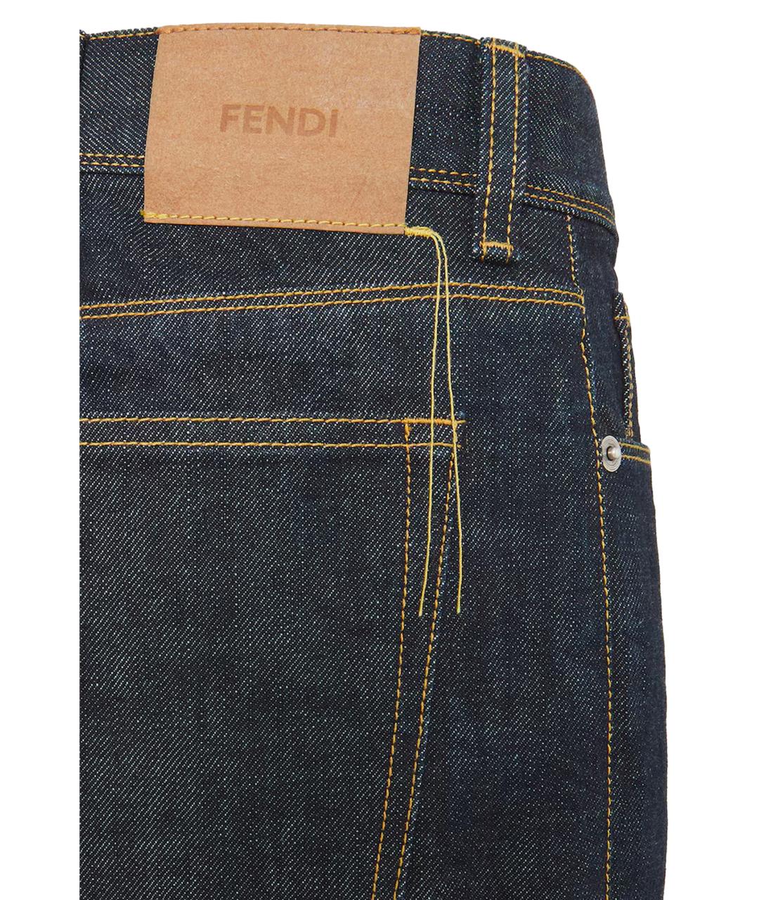 FENDI Темно-синие хлопковые прямые джинсы, фото 3