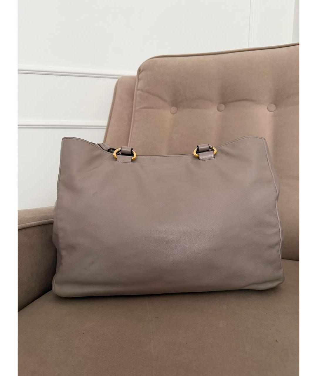 PRADA Бежевая кожаная сумка тоут, фото 3
