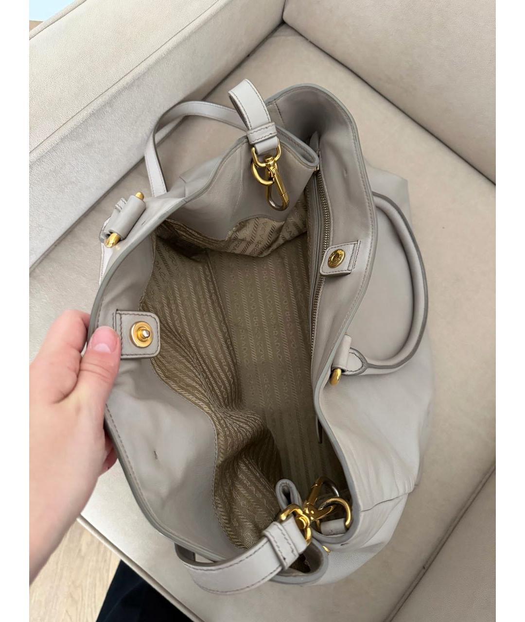 PRADA Бежевая кожаная сумка тоут, фото 4