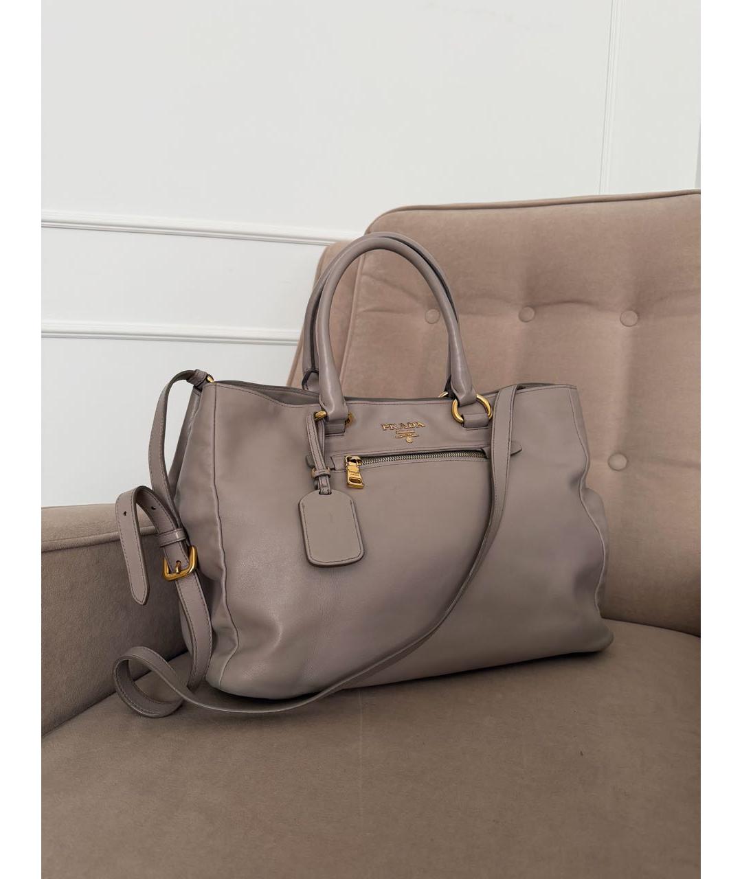 PRADA Бежевая кожаная сумка тоут, фото 2