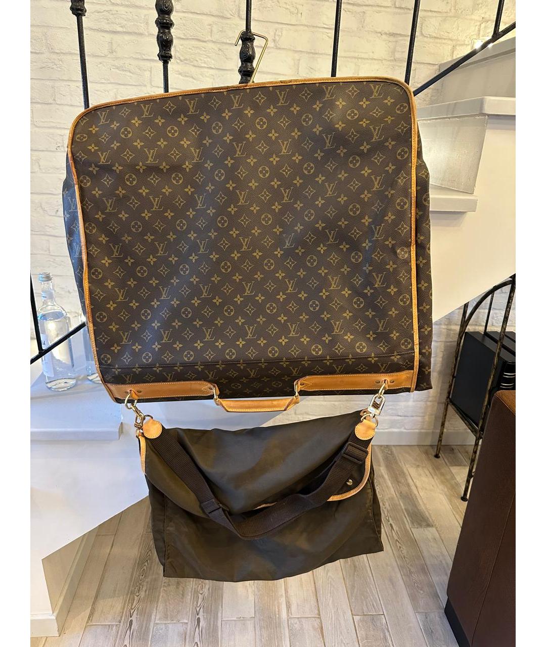 LOUIS VUITTON Коричневый кожаный чемодан, фото 10