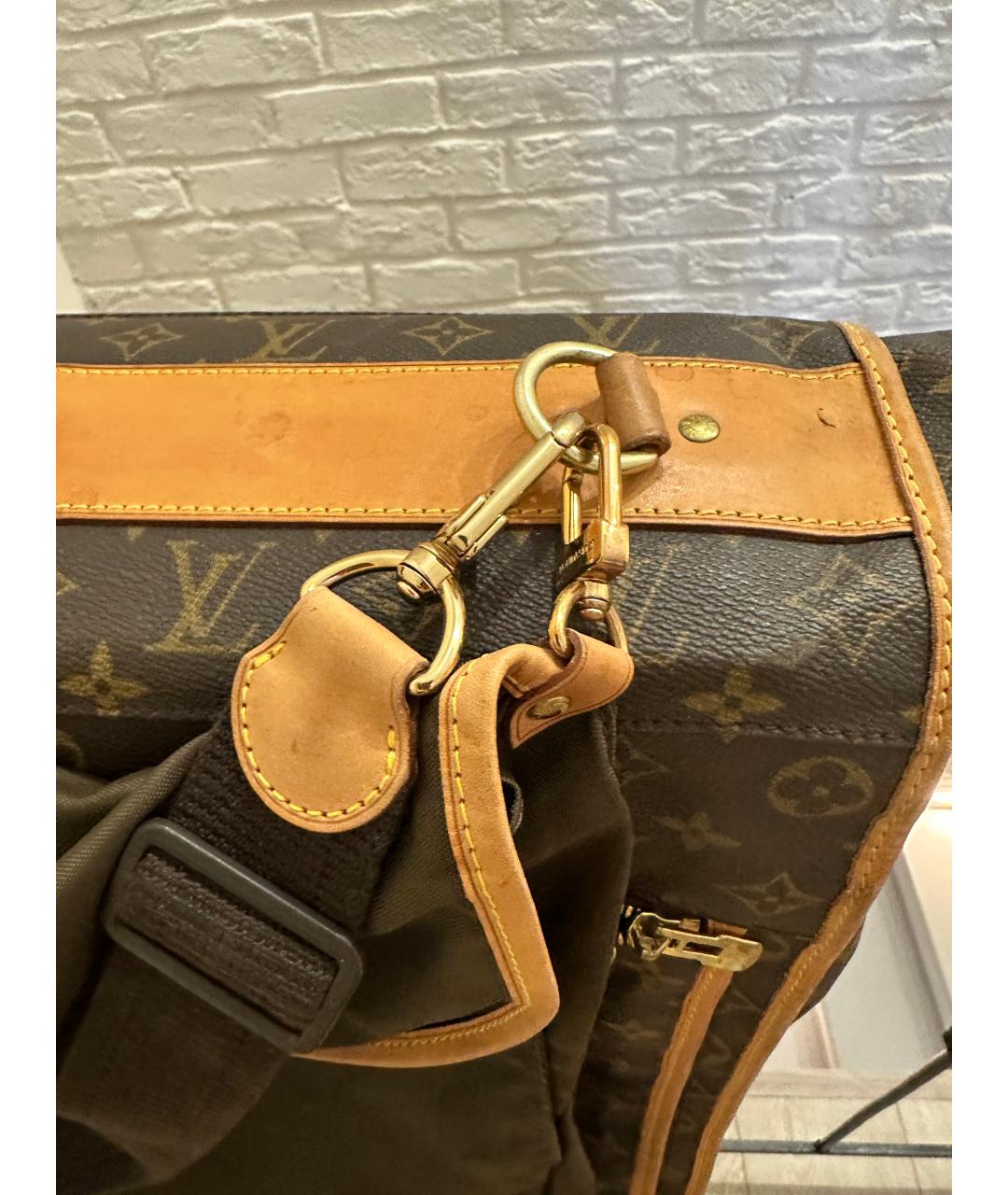 LOUIS VUITTON Коричневый кожаный чемодан, фото 4