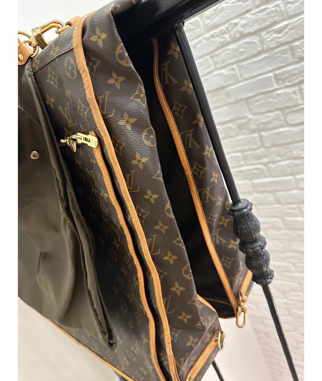 LOUIS VUITTON Коричневый кожаный чемодан, фото 6