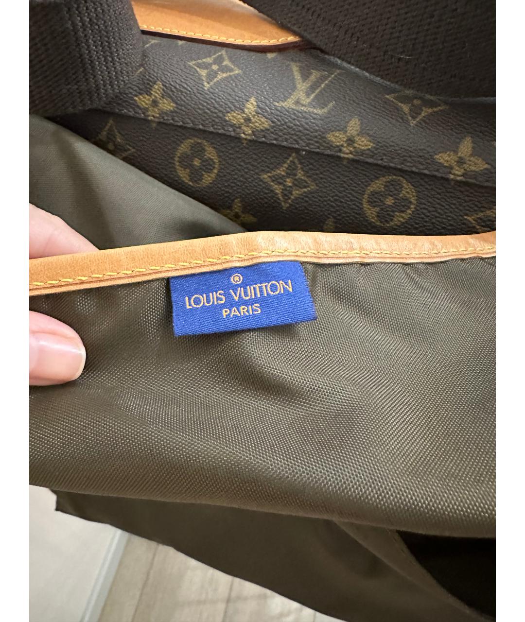 LOUIS VUITTON Коричневый кожаный чемодан, фото 5