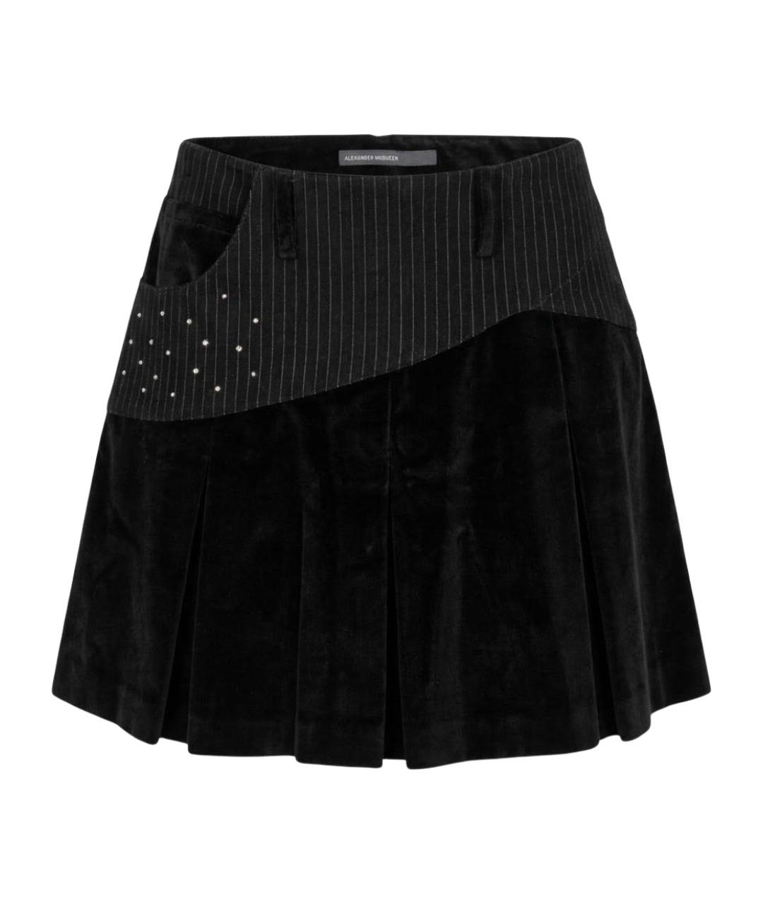 ALEXANDER MCQUEEN Черная бархатная юбка мини, фото 1