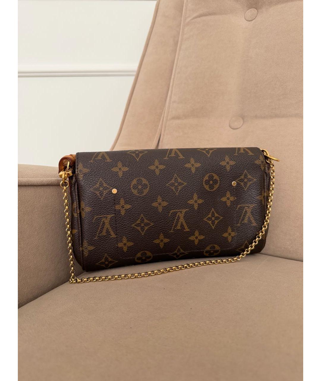 LOUIS VUITTON Коричневая кожаная сумка через плечо, фото 3