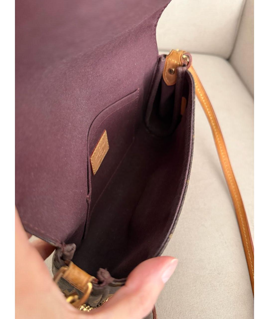 LOUIS VUITTON Коричневая кожаная сумка через плечо, фото 4