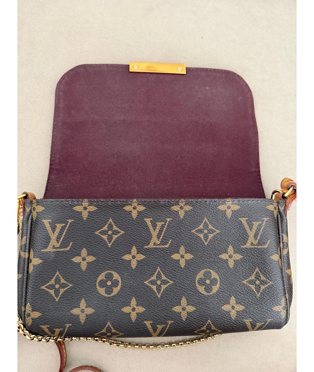 LOUIS VUITTON Коричневая кожаная сумка через плечо, фото 5