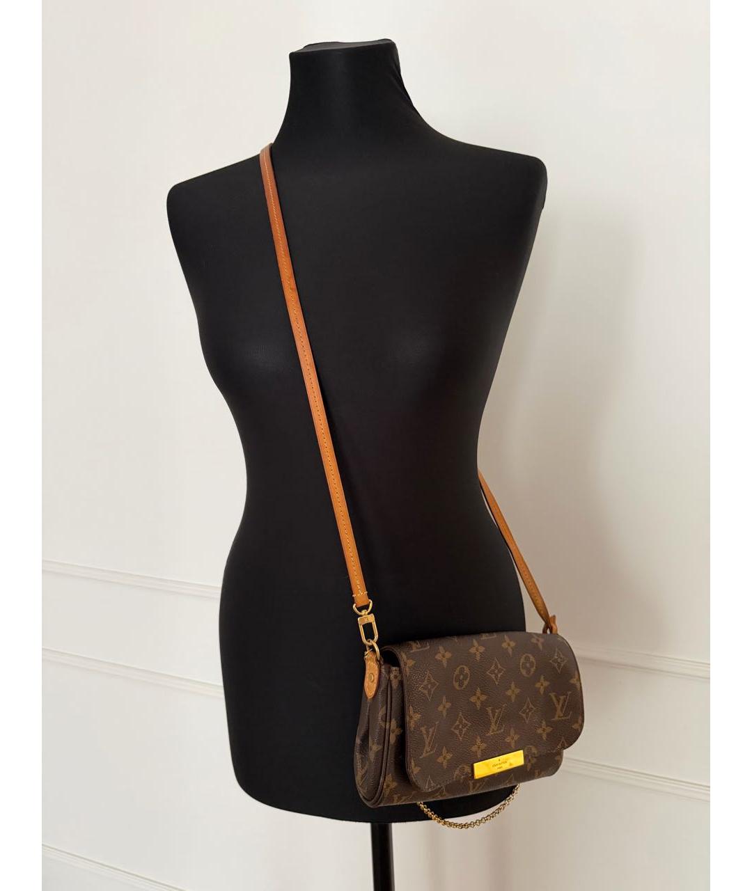 LOUIS VUITTON Коричневая кожаная сумка через плечо, фото 8