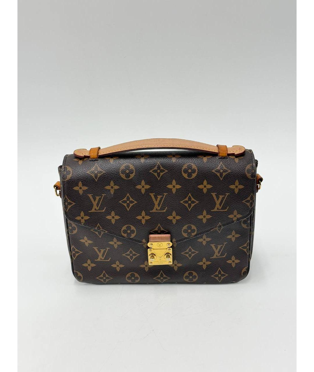 LOUIS VUITTON Коричневая кожаная сумка через плечо, фото 4