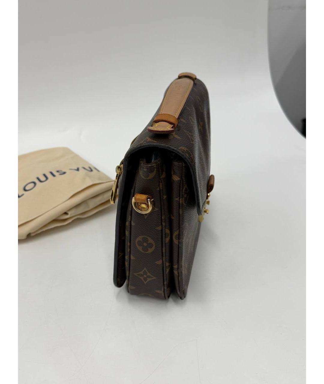 LOUIS VUITTON Коричневая кожаная сумка через плечо, фото 2