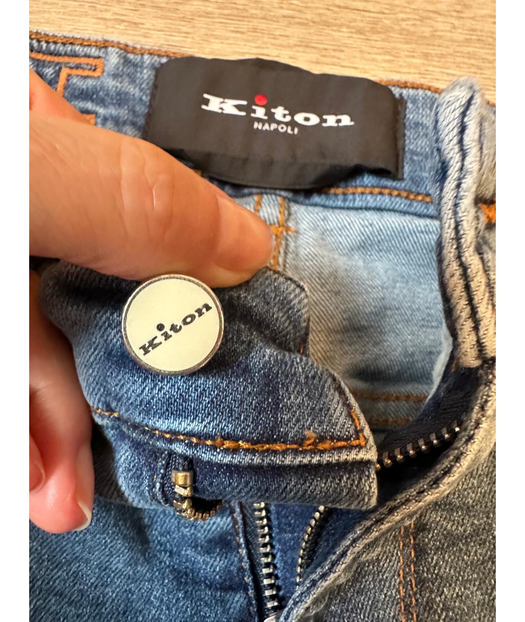 KITON Голубые хлопковые джинсы слим, фото 2
