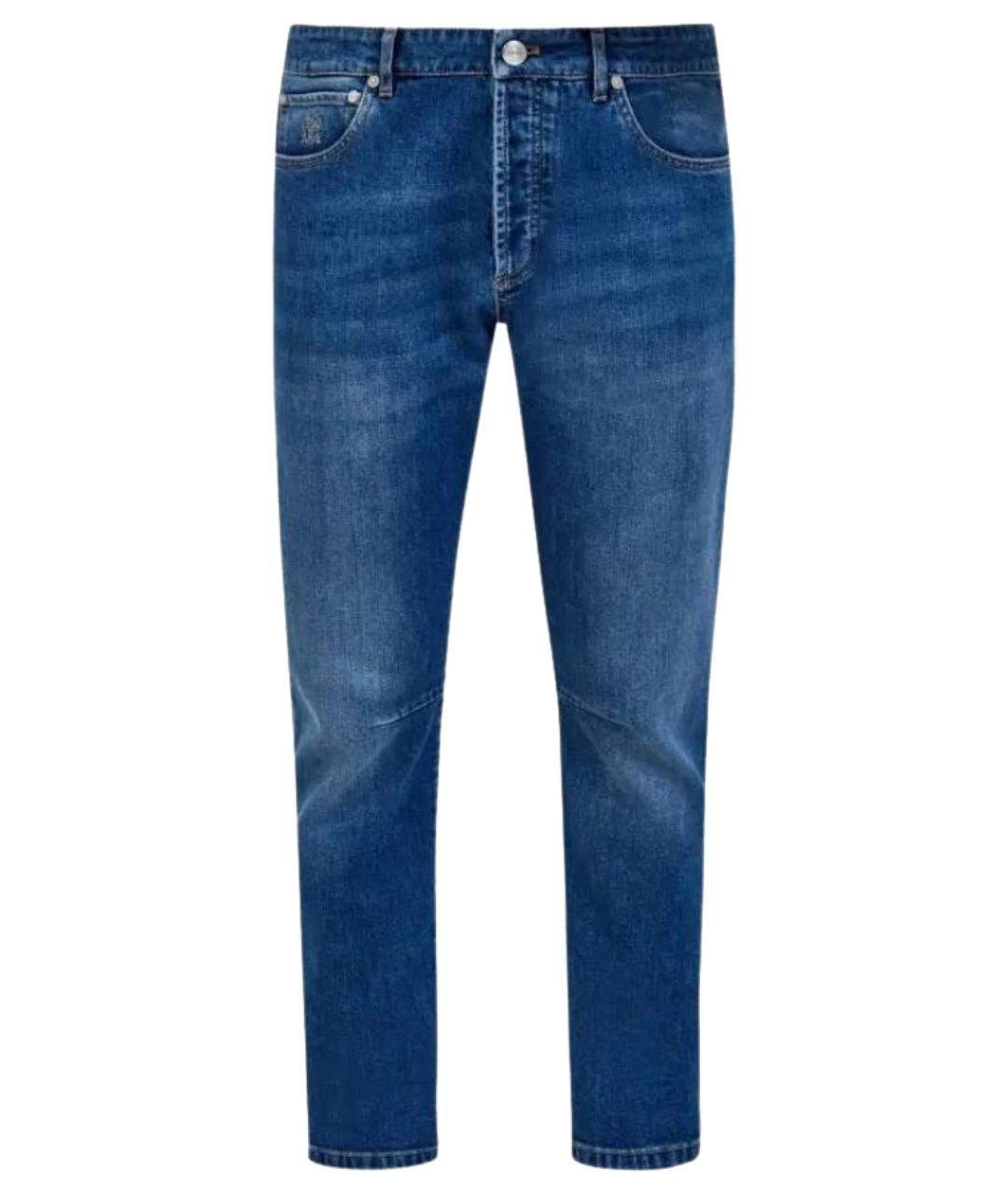 BRUNELLO CUCINELLI Синие хлопко-эластановые джинсы скинни, фото 1