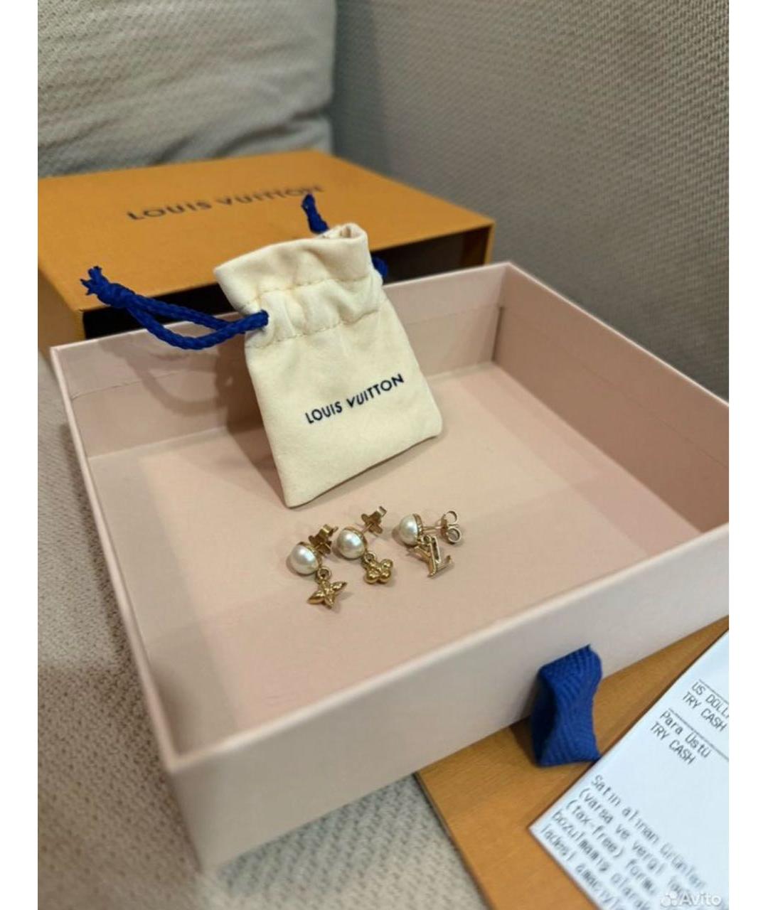 LOUIS VUITTON Золотые латунные серьги, фото 2