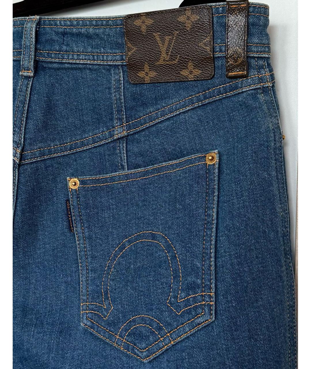 LOUIS VUITTON Синие хлопковые джинсы слим, фото 4