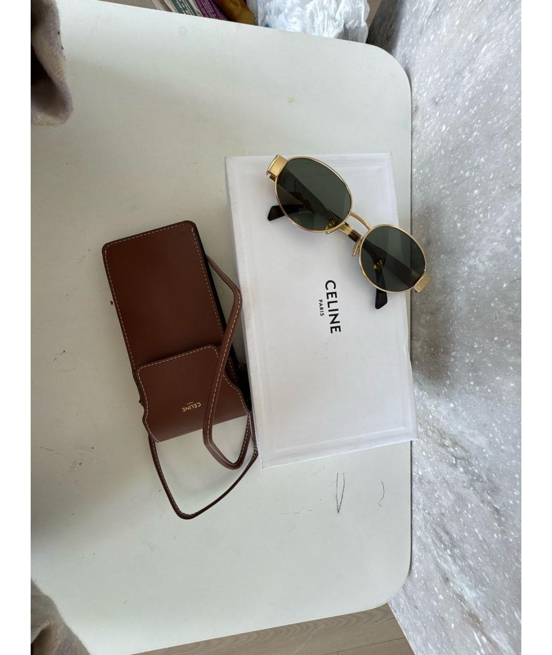 CELINE Золотые металлические солнцезащитные очки, фото 4