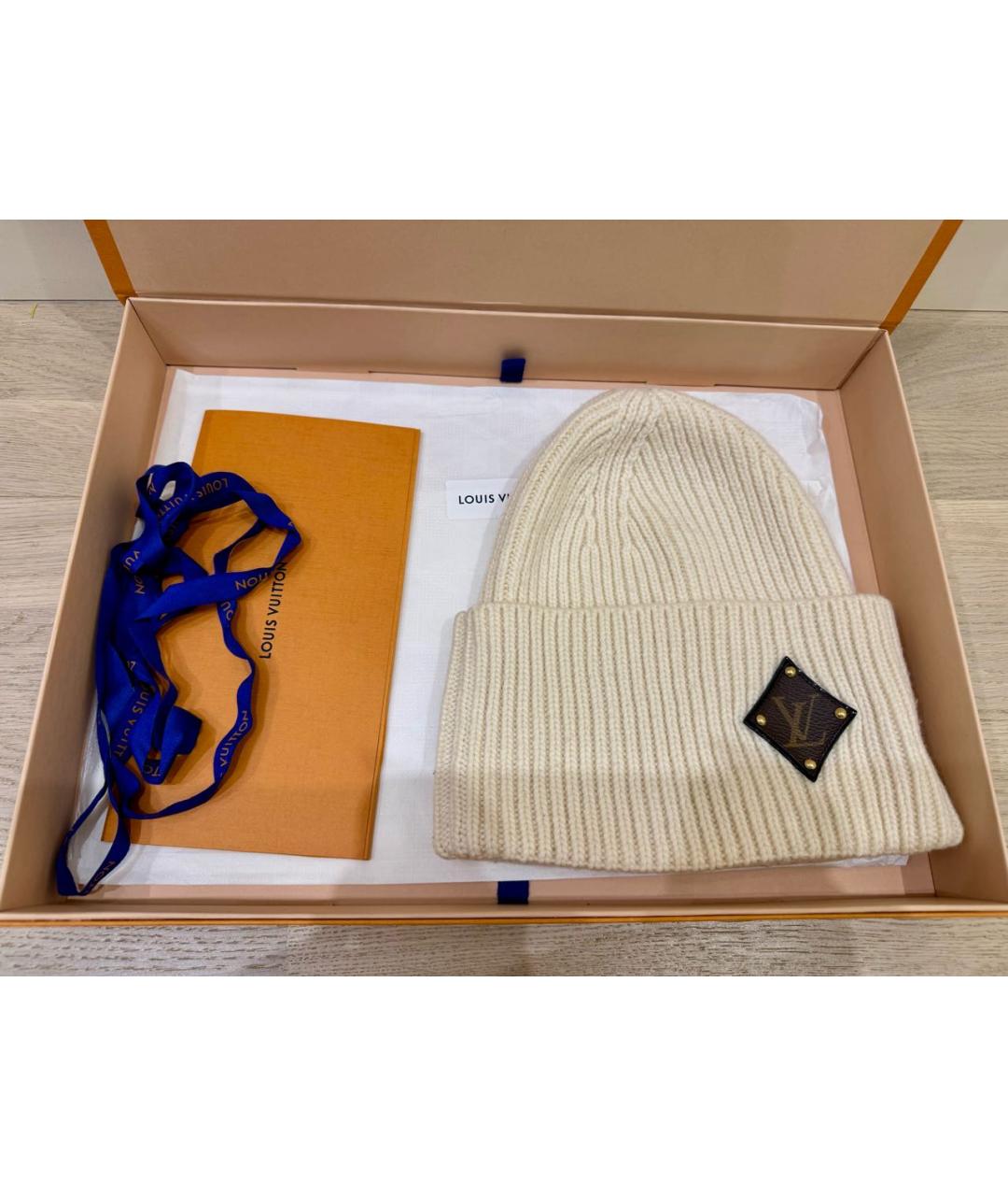 LOUIS VUITTON Белая шерстяная шапка, фото 4