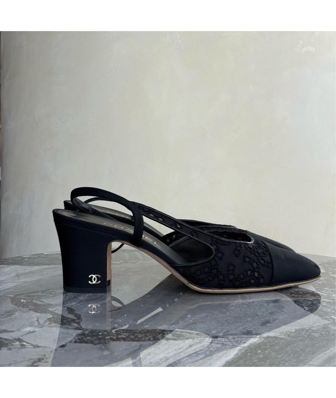 CHANEL Черные текстильные туфли, фото 7