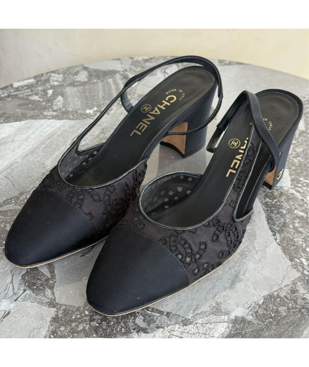 CHANEL Черные текстильные туфли, фото 2