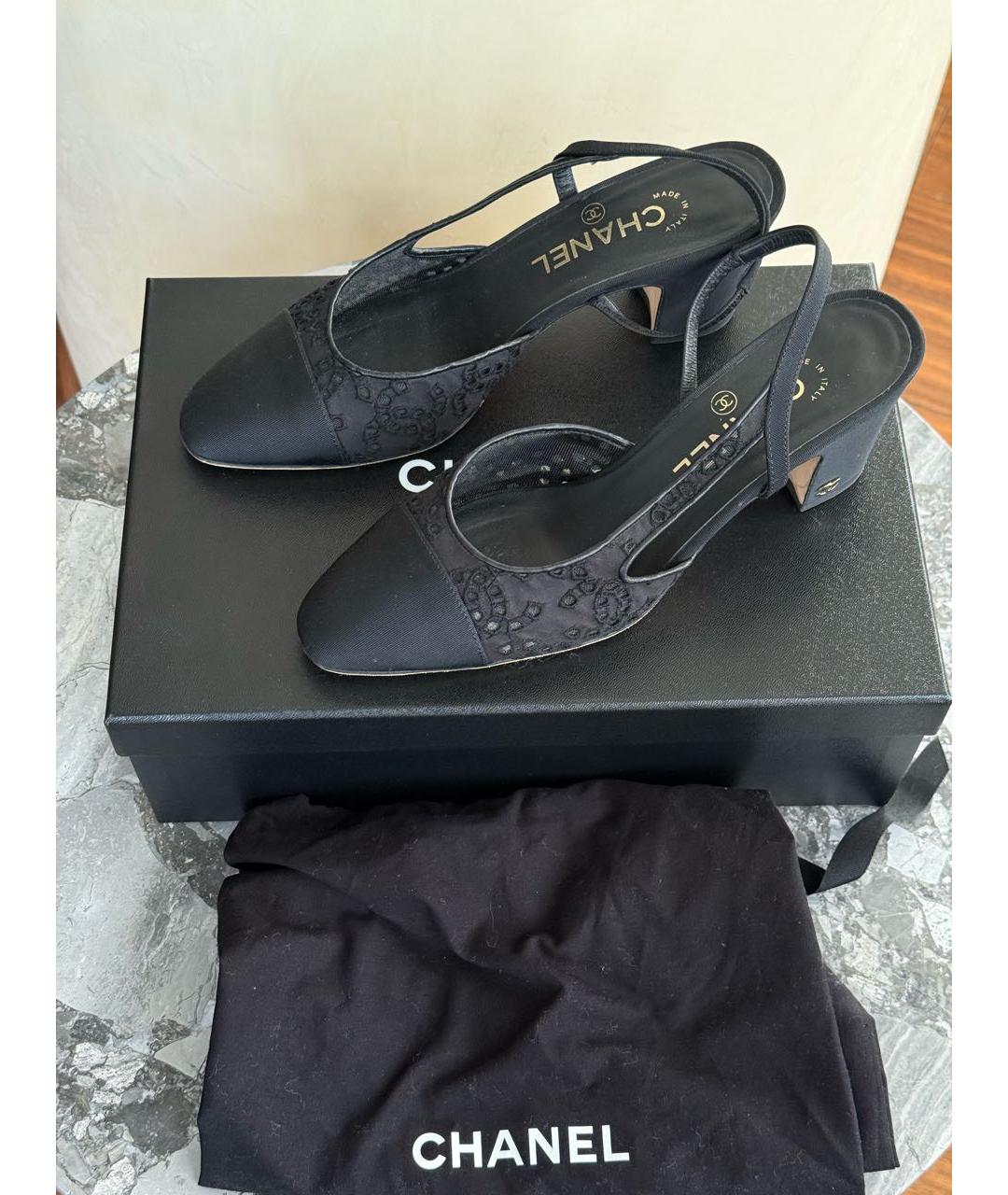 CHANEL Черные текстильные туфли, фото 6