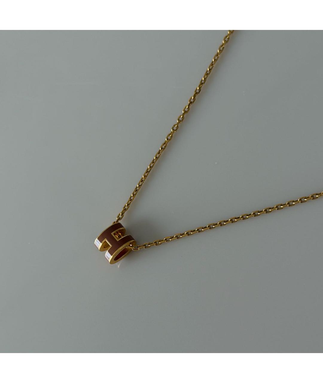 HERMES Коричневая металлическая подвеска, фото 2
