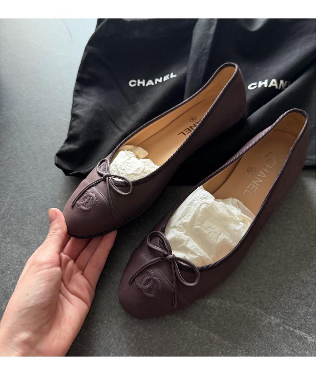 CHANEL Фиолетовые кожаные балетки, фото 5
