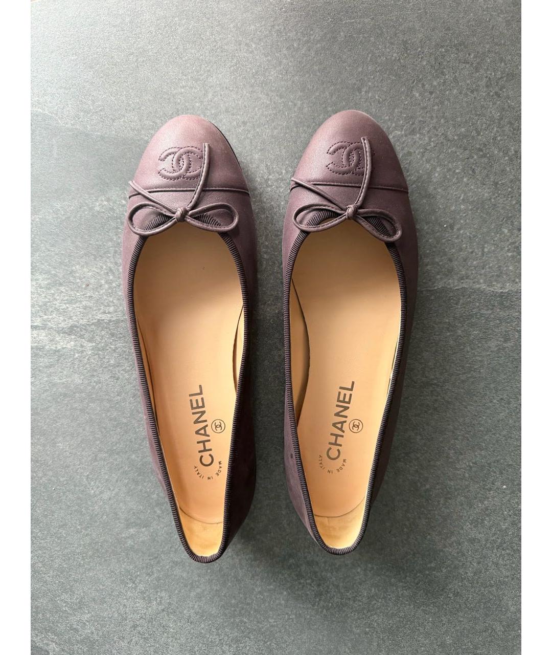 CHANEL Фиолетовые кожаные балетки, фото 3