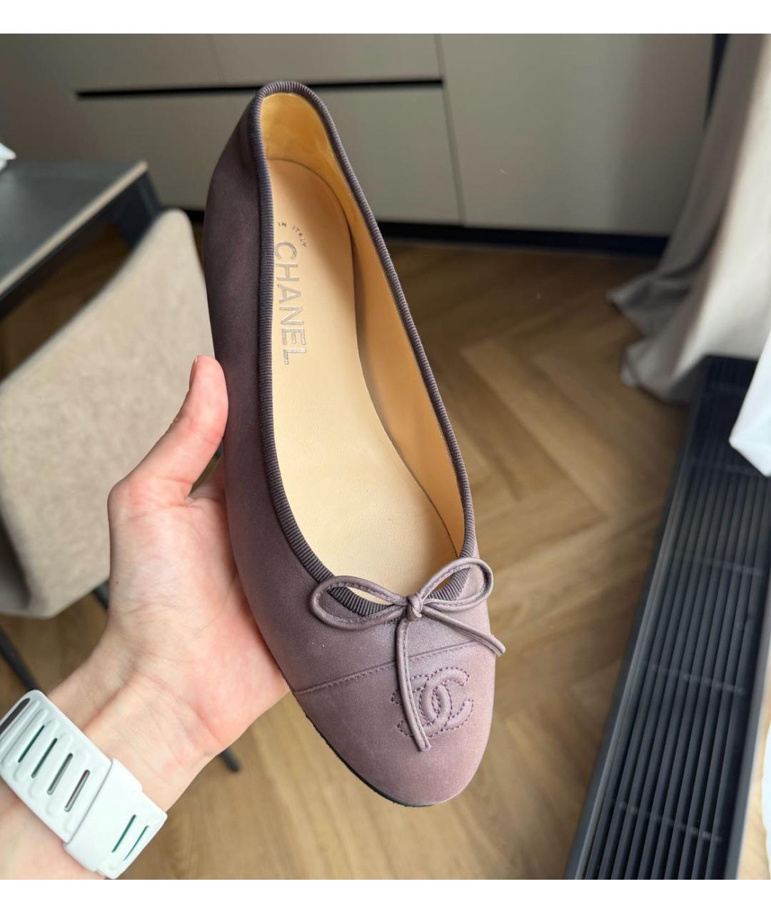 CHANEL Фиолетовые кожаные балетки, фото 7