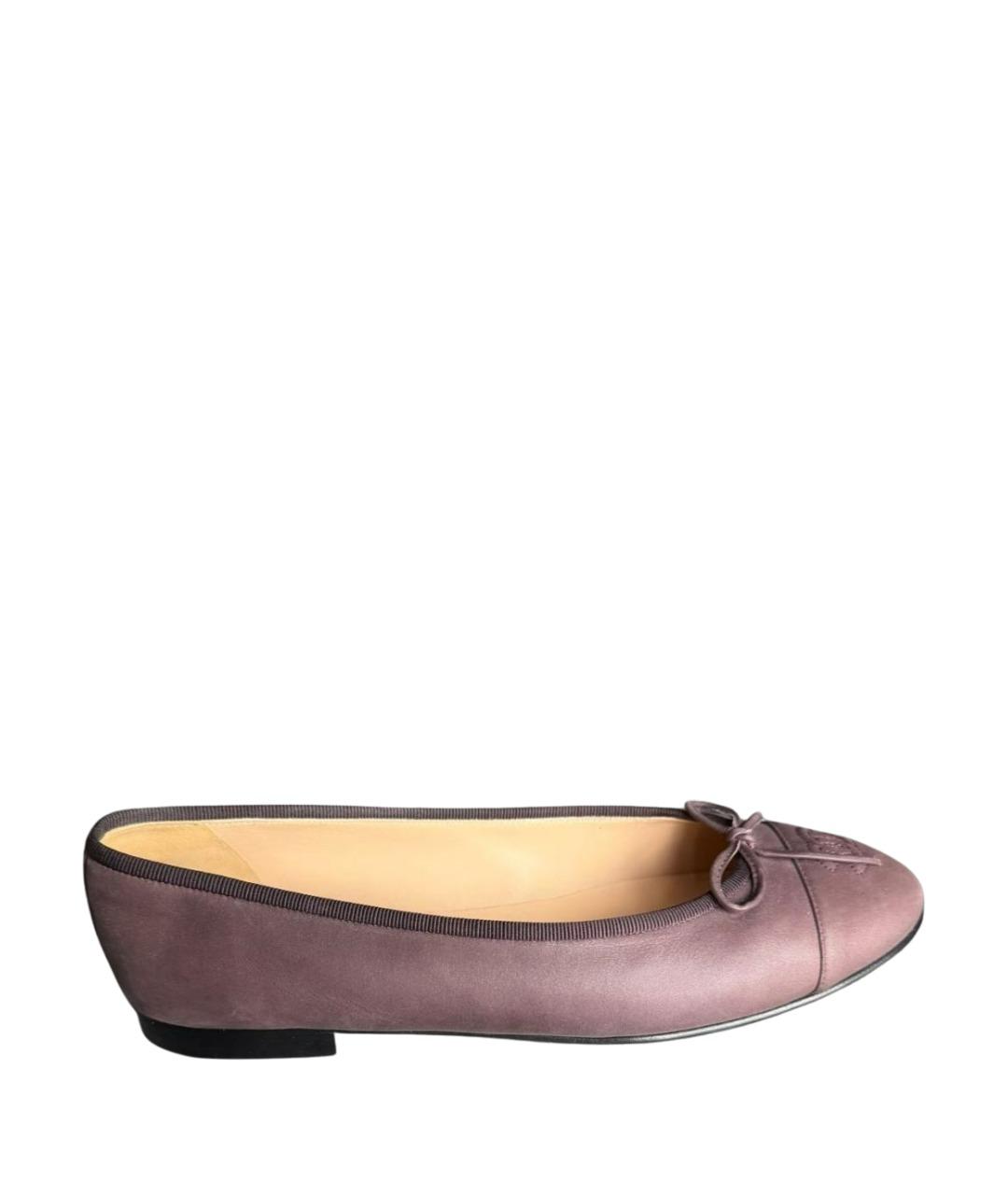 CHANEL Фиолетовые кожаные балетки, фото 1