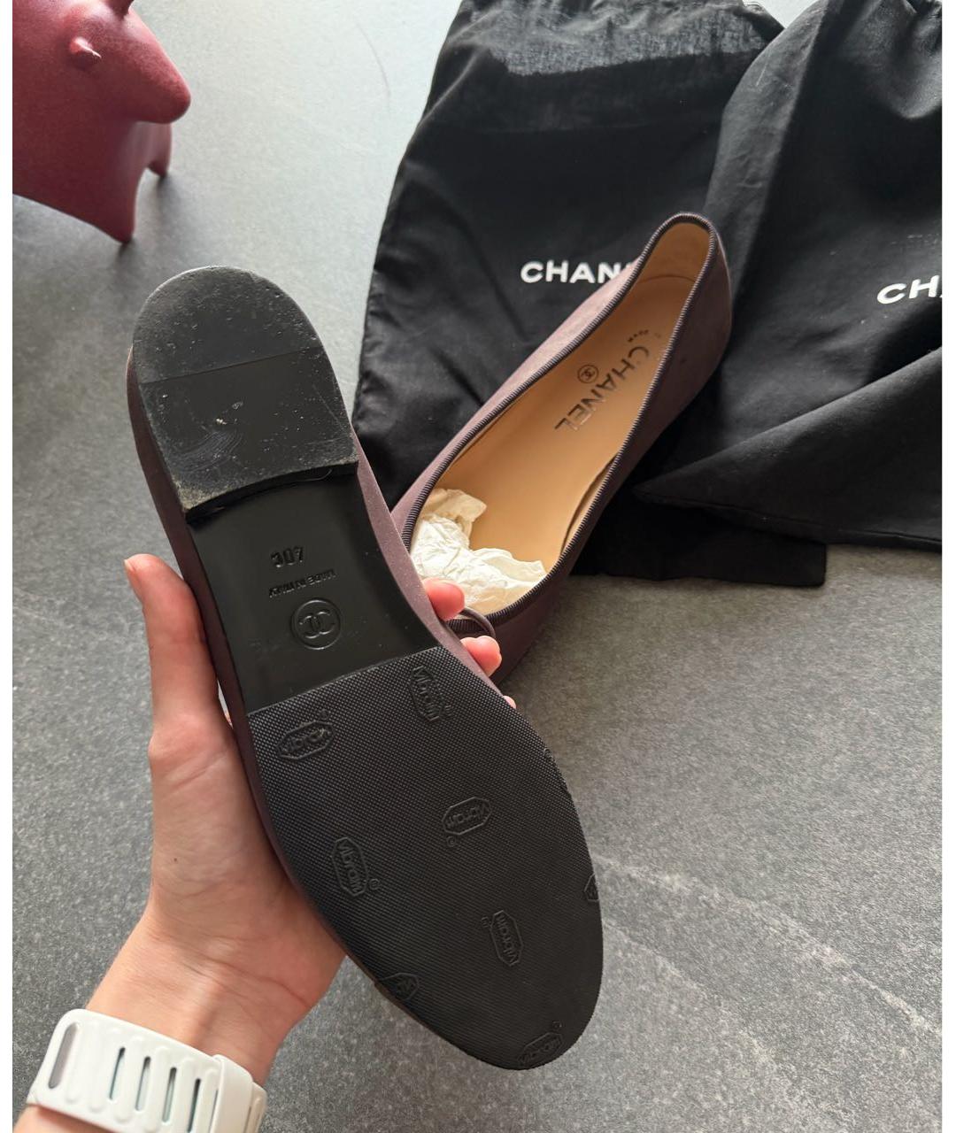 CHANEL Фиолетовые кожаные балетки, фото 8