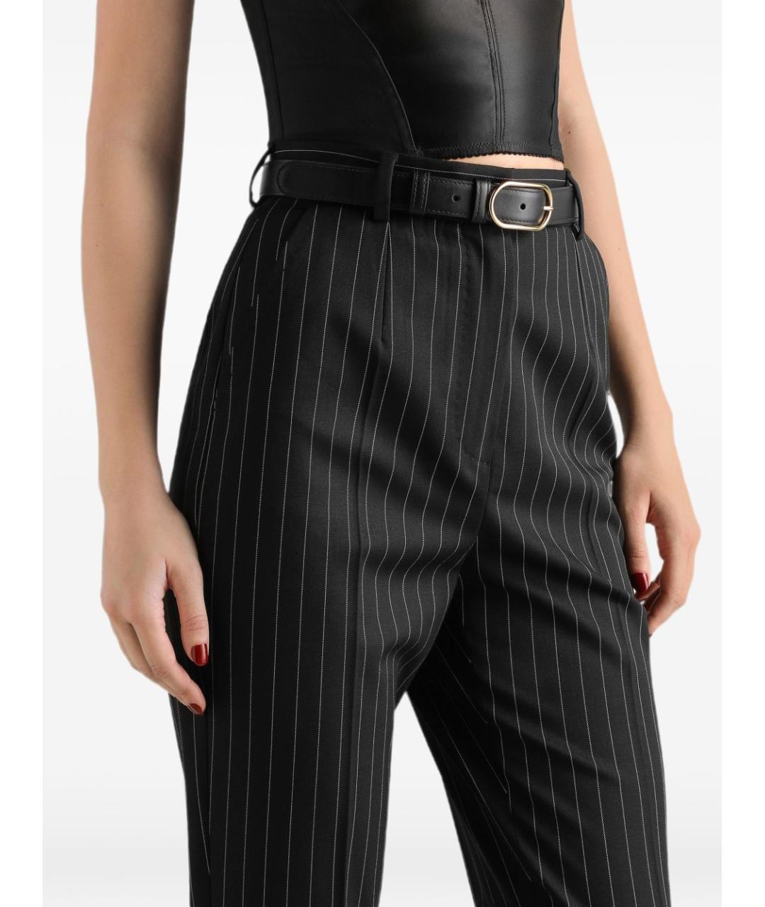 DOLCE&GABBANA Черные шерстяные прямые брюки, фото 3