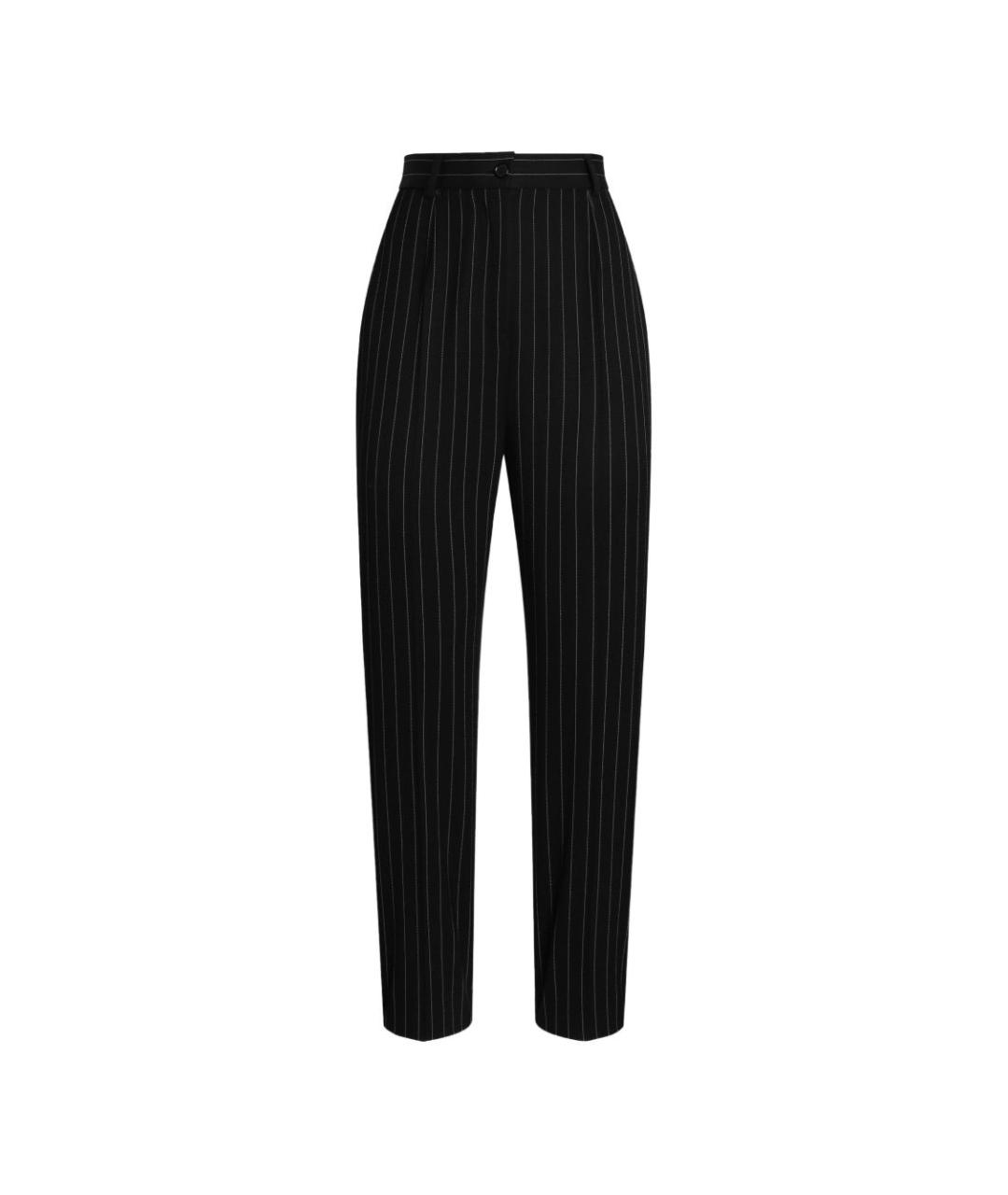 DOLCE&GABBANA Черные шерстяные прямые брюки, фото 1