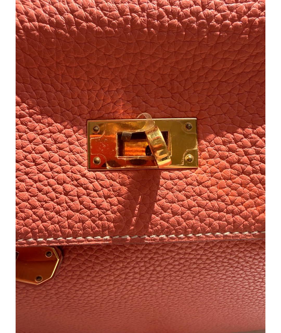 HERMES Коралловая кожаная сумка через плечо, фото 5