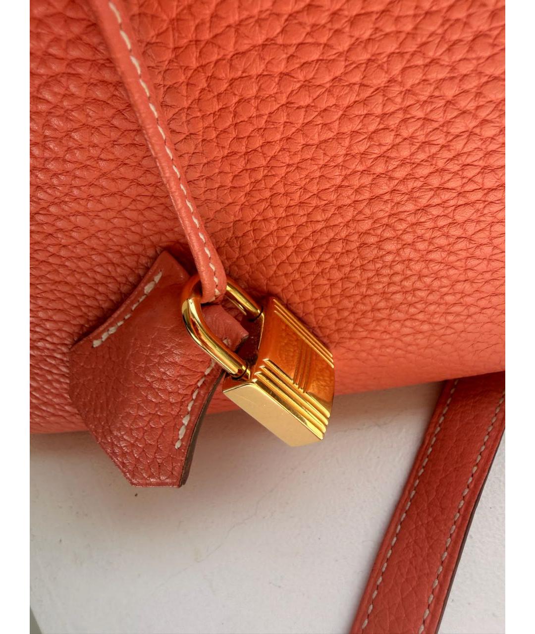 HERMES Коралловая кожаная сумка через плечо, фото 4