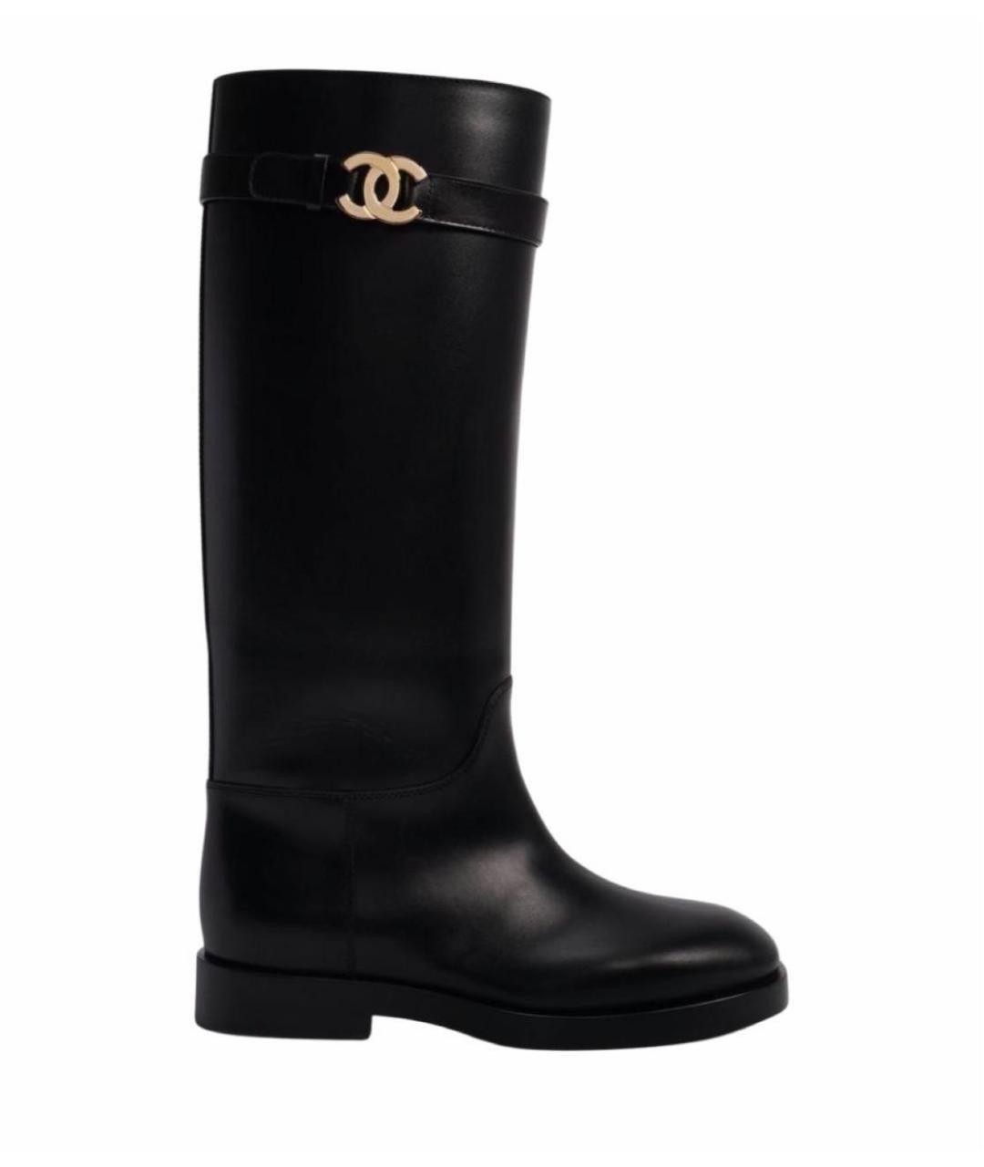 CHANEL Черные кожаные сапоги, фото 5