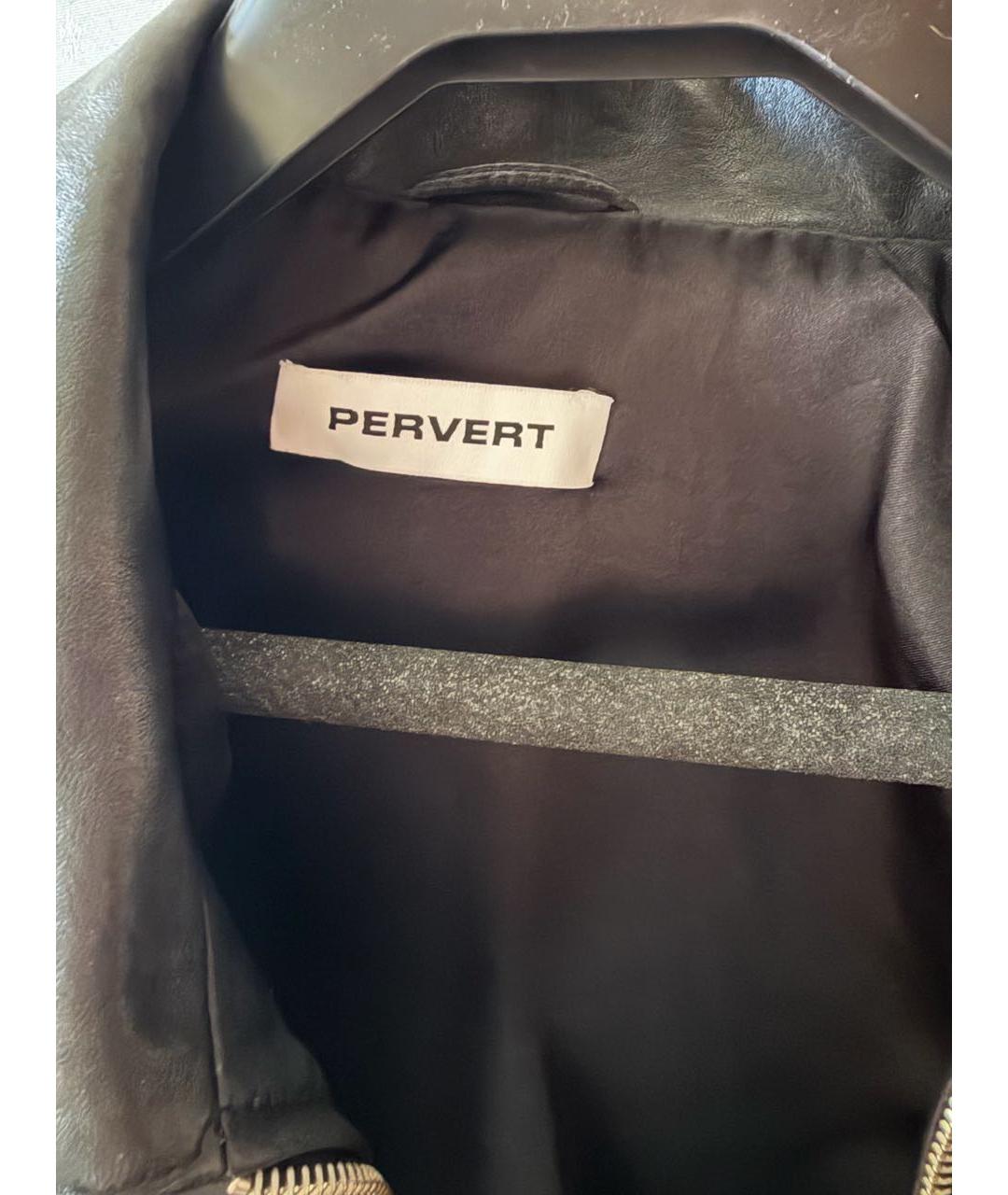 PERVERT Черная кожаная куртка, фото 3