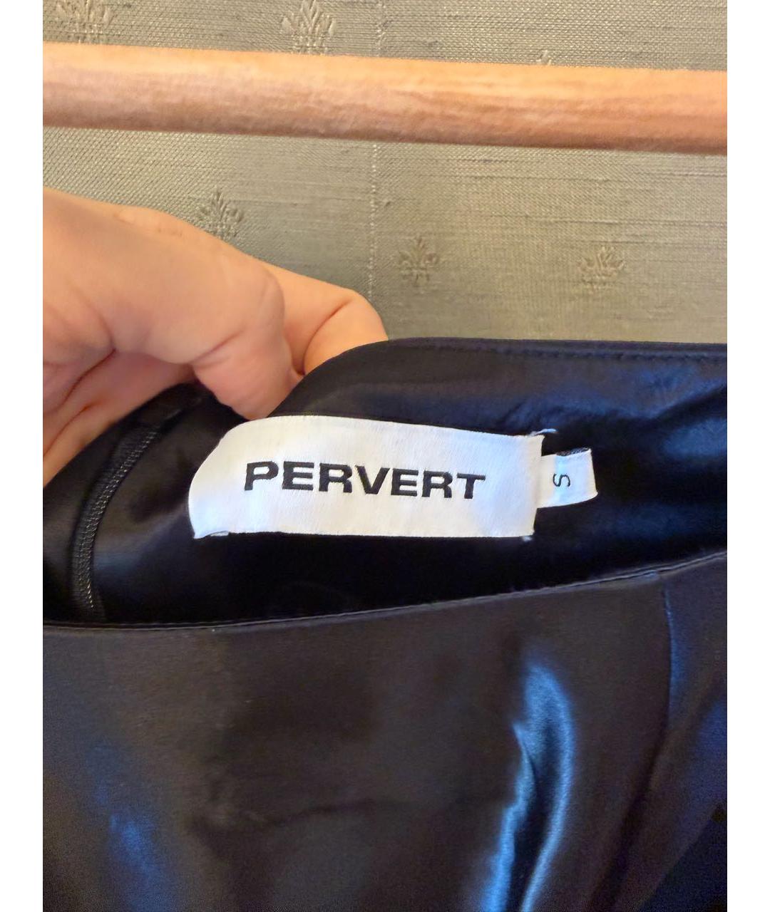 PERVERT Черная атласная юбка макси, фото 3