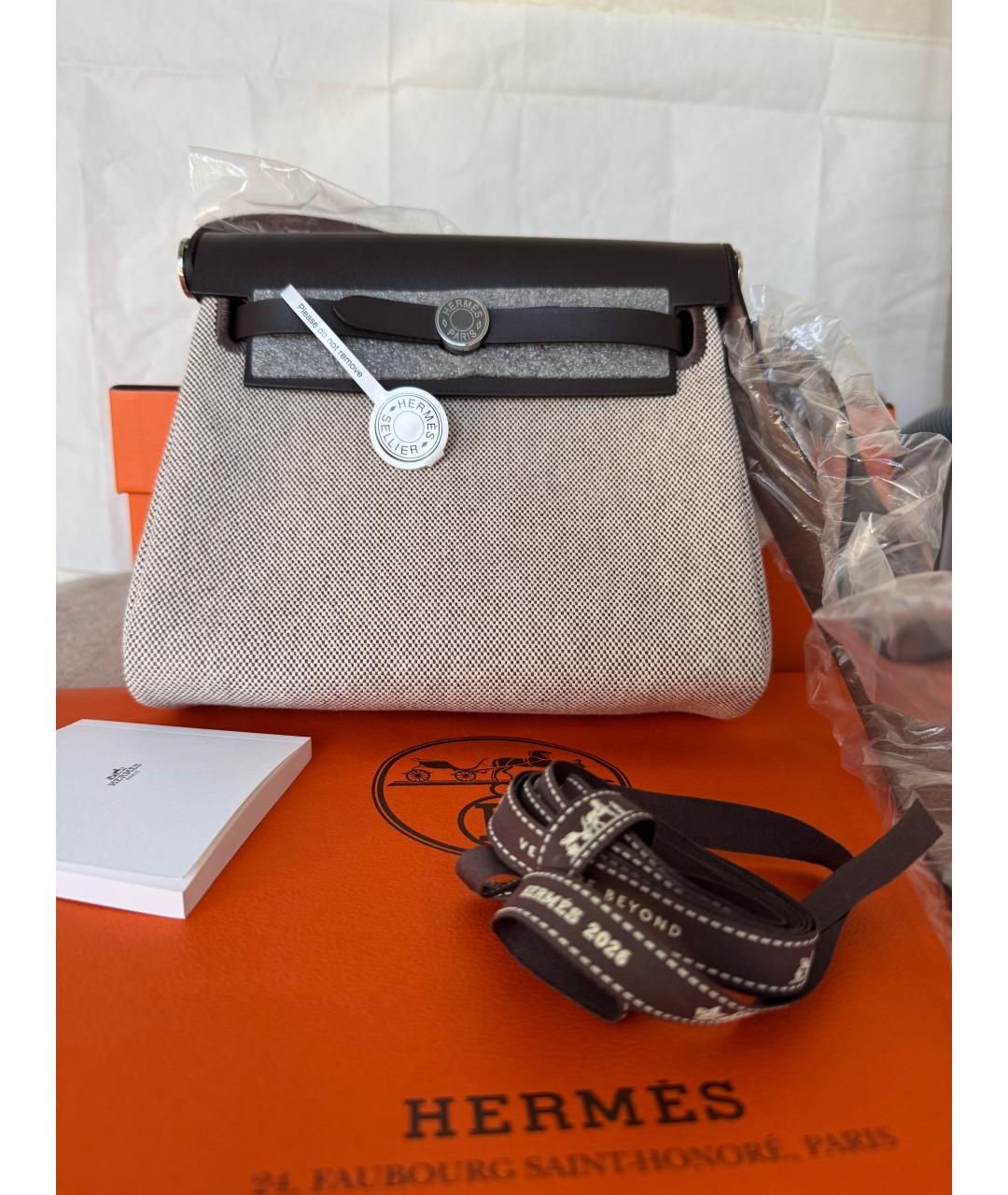 HERMES Серая сумка через плечо из канвы, фото 2
