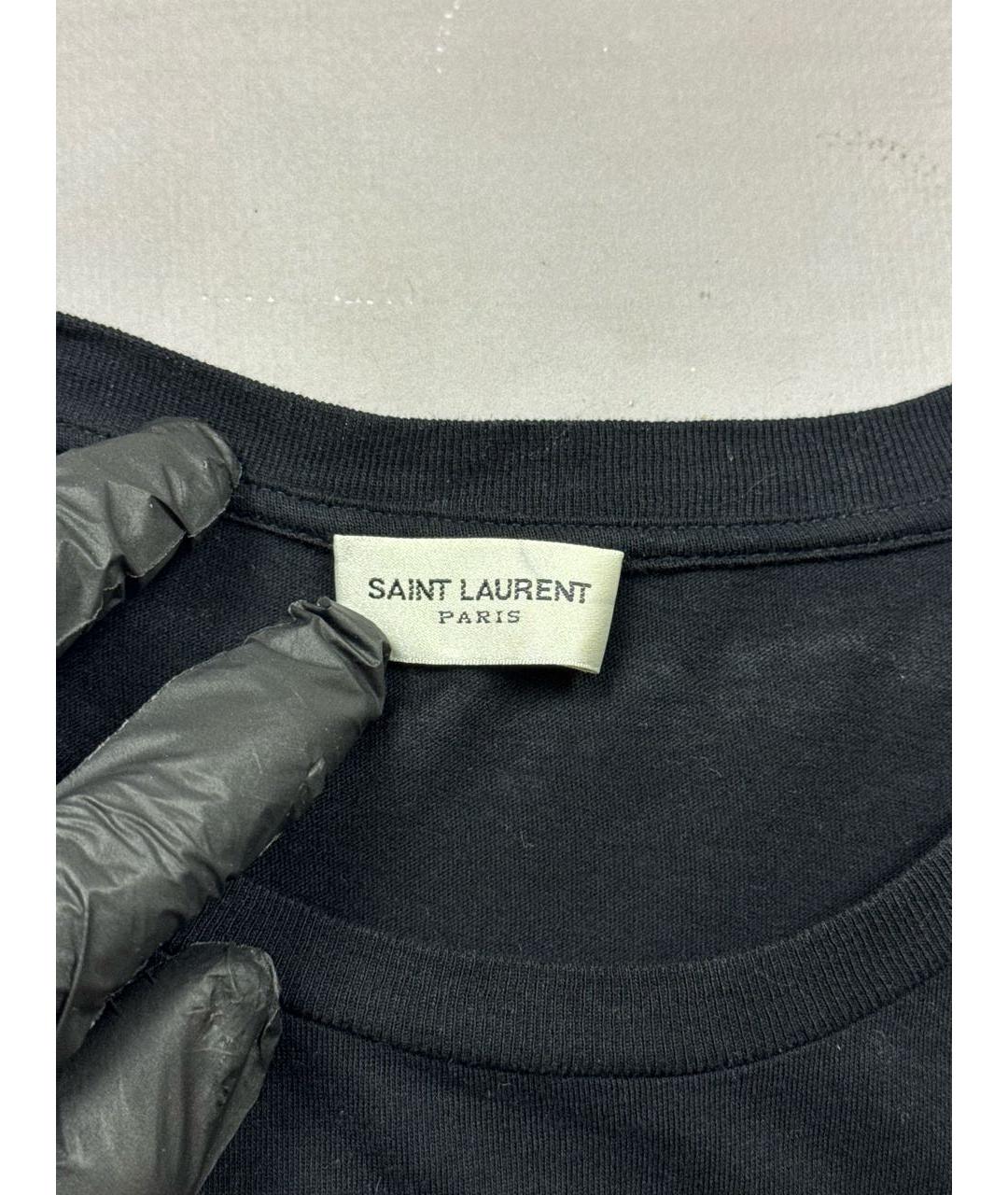 SAINT LAURENT Черная хлопковая футболка, фото 6