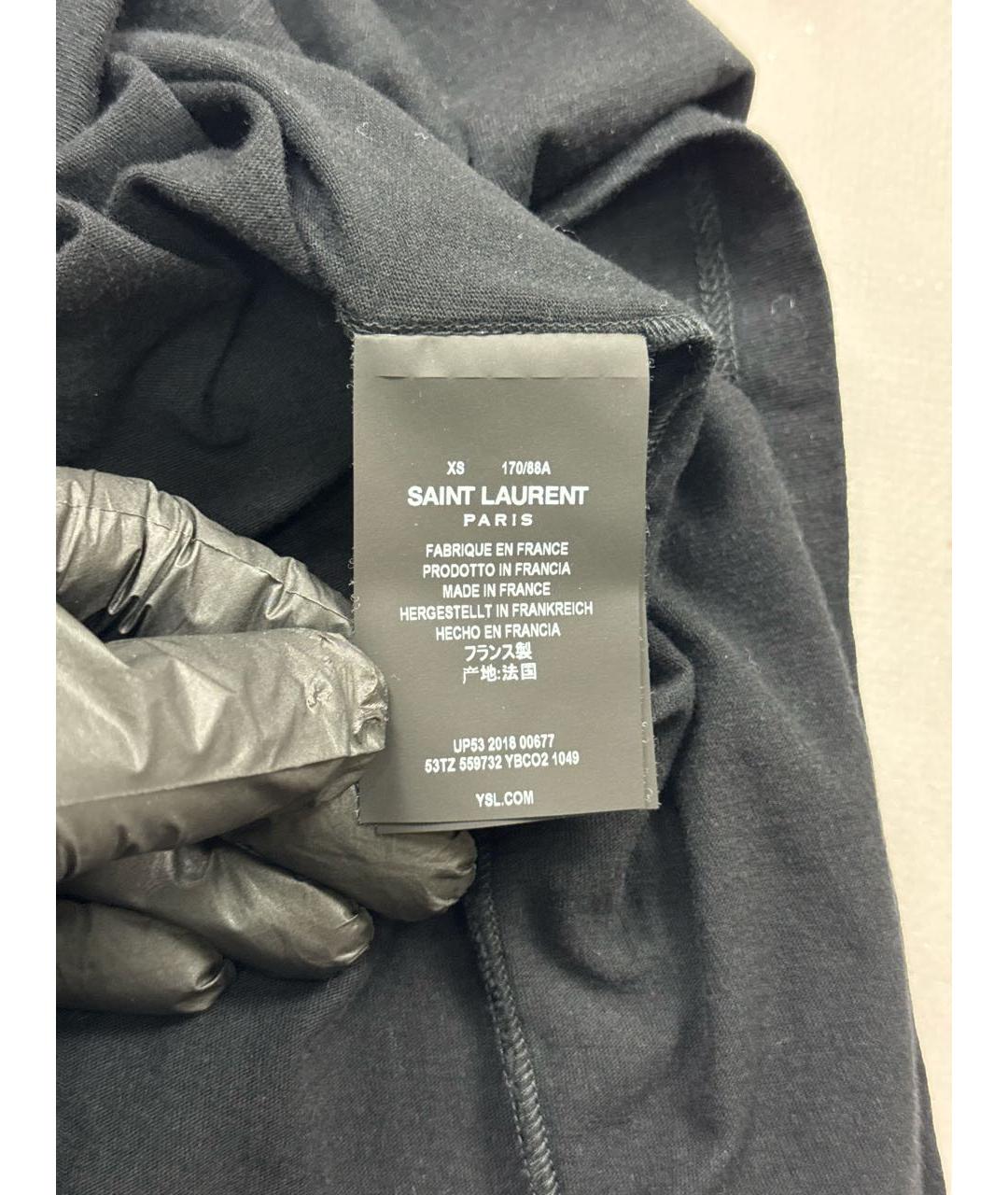 SAINT LAURENT Черная хлопковая футболка, фото 7